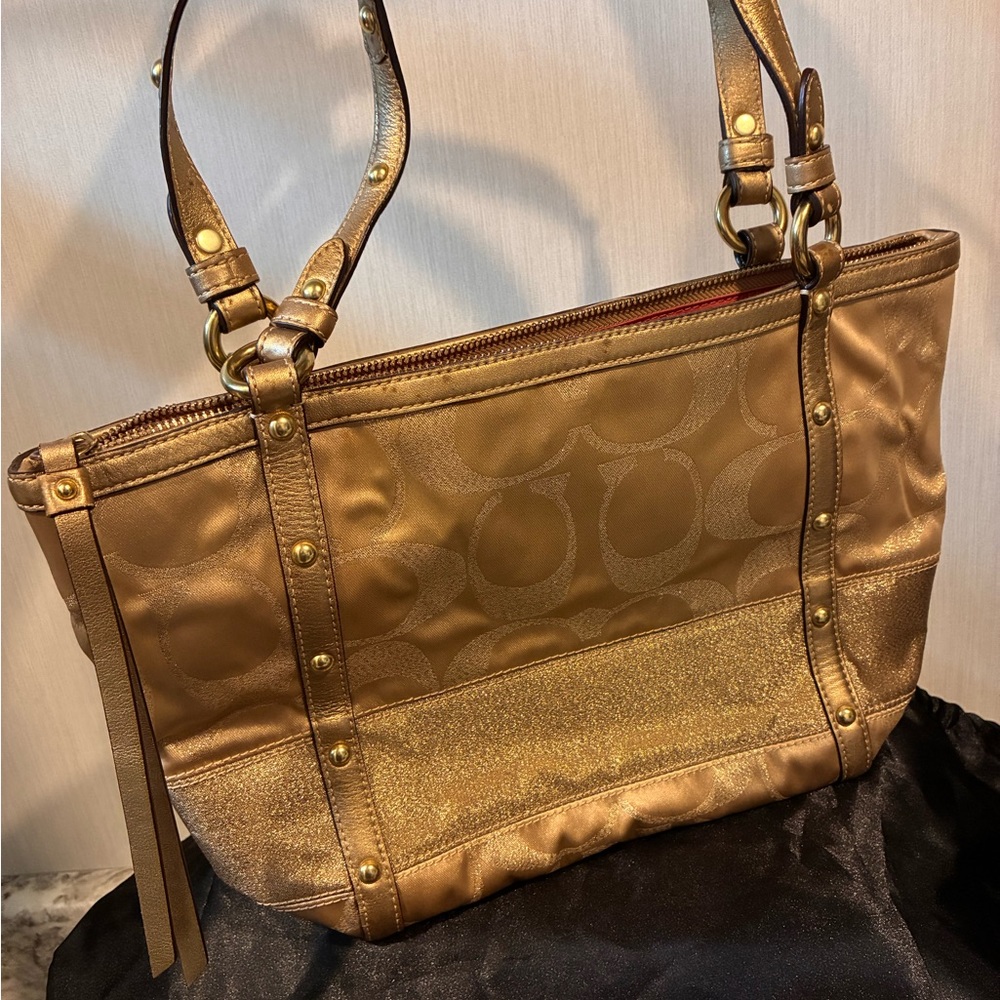 Elegant Gold Coach Bag